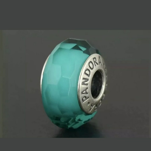Pandora shimmering teal murano glass bead. - Picture 3 of 7